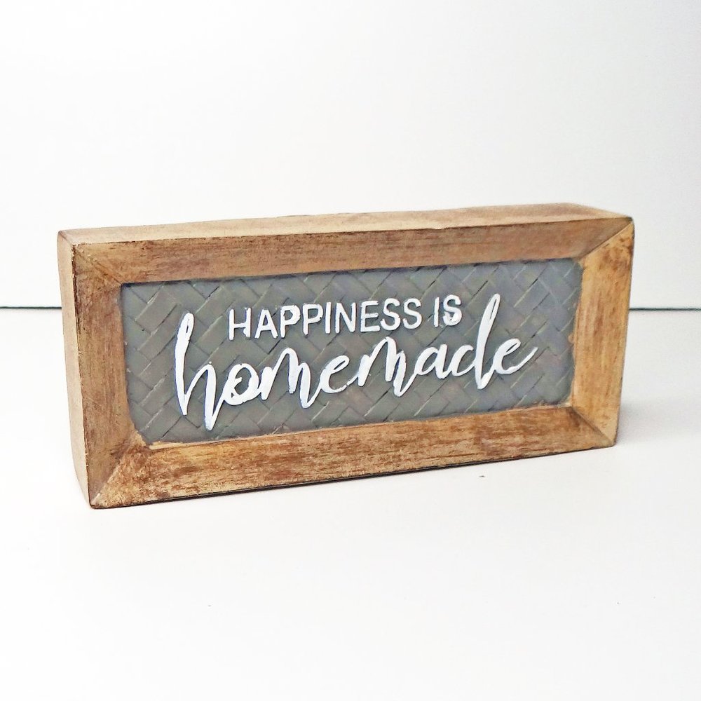 Happiness is Homemade Sentiment Standing Block Sign NWT